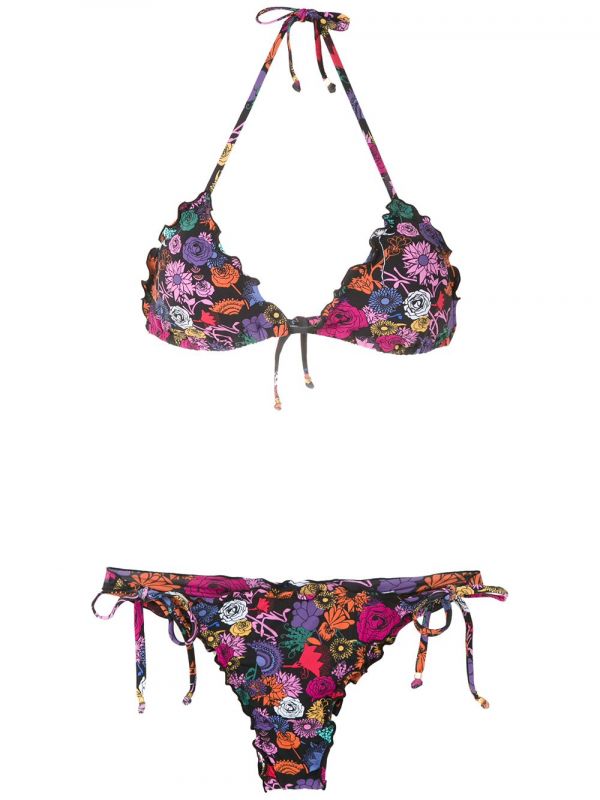  Amir Slama Ruffled Triangle Bikini Set - Blue 