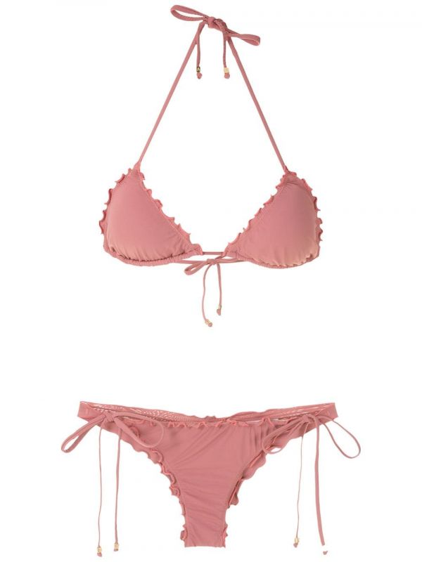  Amir Slama Ruffled Triangle Bikini Set - Pink 