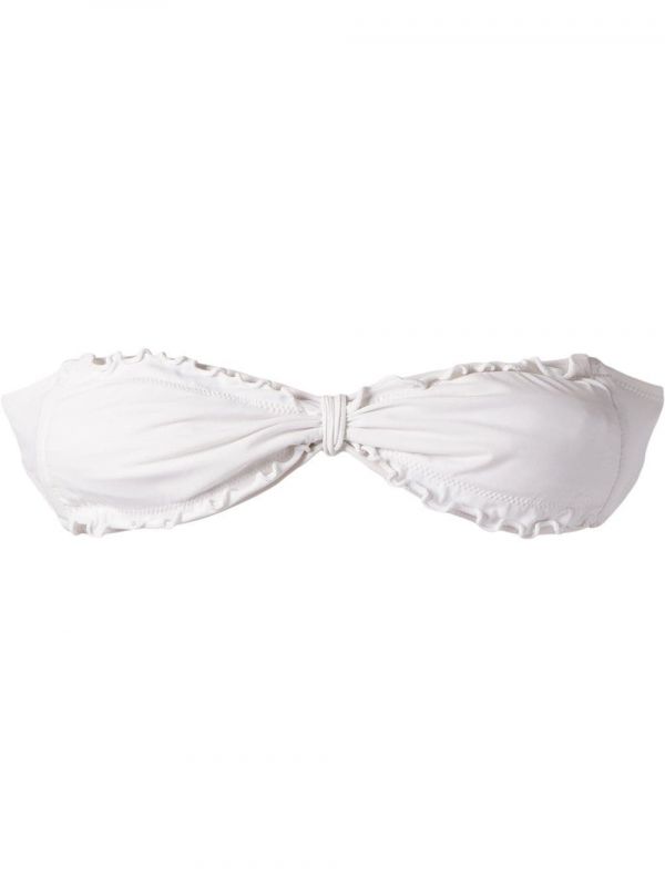  Amir Slama Ruffled Trim Bandeau Bikini Top - White 