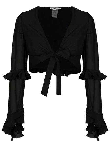  Amir Slama Ruffled-trim Crop Top - Black 