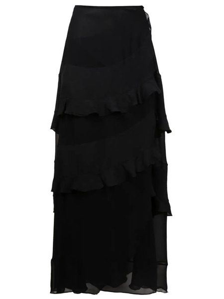  Amir Slama Ruffled-trim Maxi Skirt - Black 