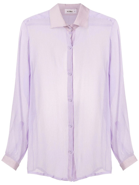  Amir Slama Sheer Crinkled Silk Shirt - Purple 