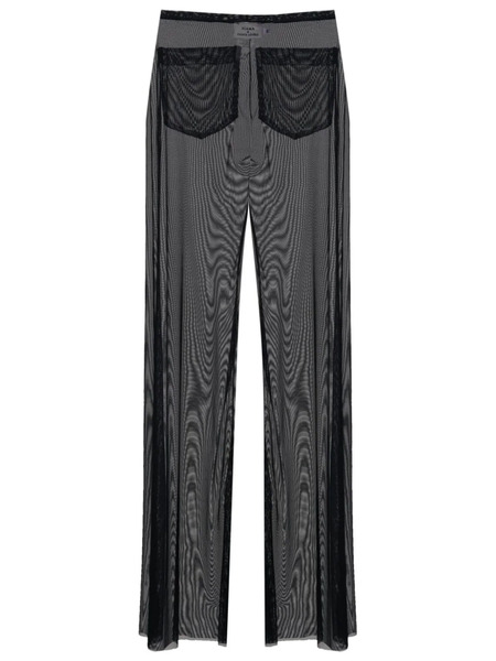  Amir Slama Sheer Ruffled-trim Trousers - Black 
