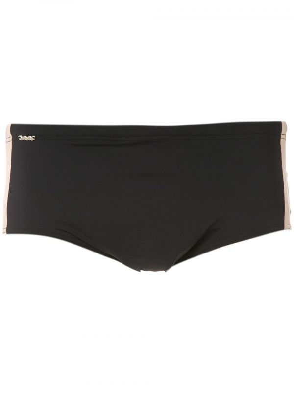  Amir Slama Side Stripe Swim Trunk - Black 