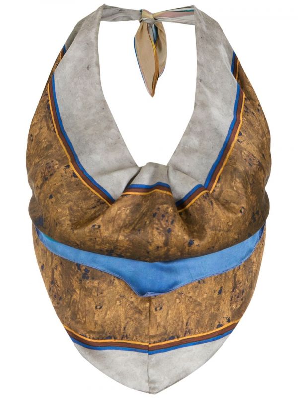  Amir Slama Silk Halter Neck Blouse - Blue 