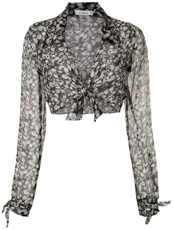  Amir Slama Silk Margarida Shirt - Black 