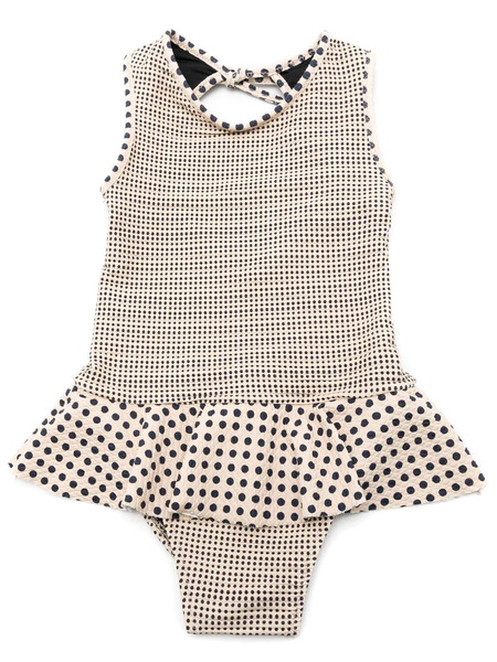  Amir Slama Spot-print Peplum Swimsuit - Neutrals 