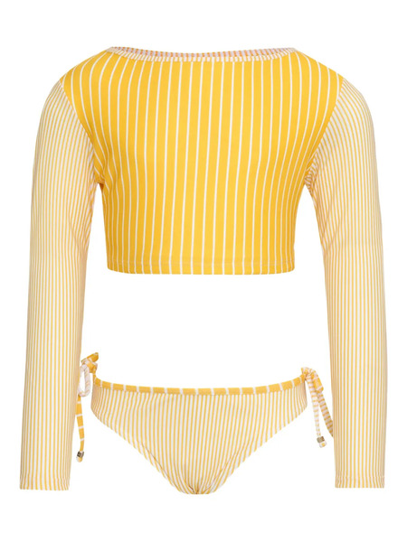  Amir Slama Stripe Long-sleeve Swimsuit - Yellow 