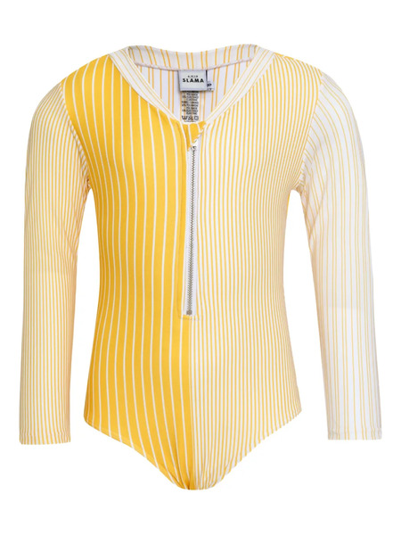  Amir Slama Stripe Long-sleeve Swimsuit - Yellow 