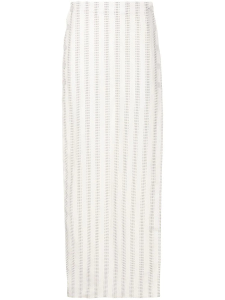  Amir Slama Stripe-print Maxi Skirt - White 