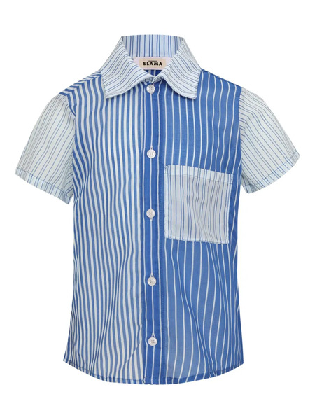  Amir Slama Striped Pocket Shirt - Blue 