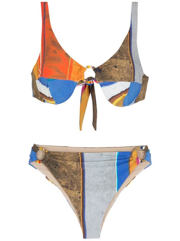  Amir Slama Stripid Print Eco Bikini Set - Blue 