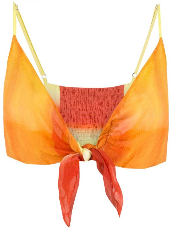  Amir Slama Tie-fastening Cropped Top - Orange 