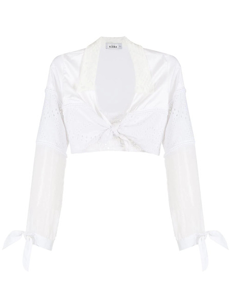  Amir Slama Tie-front Cropped Shirt - White 
