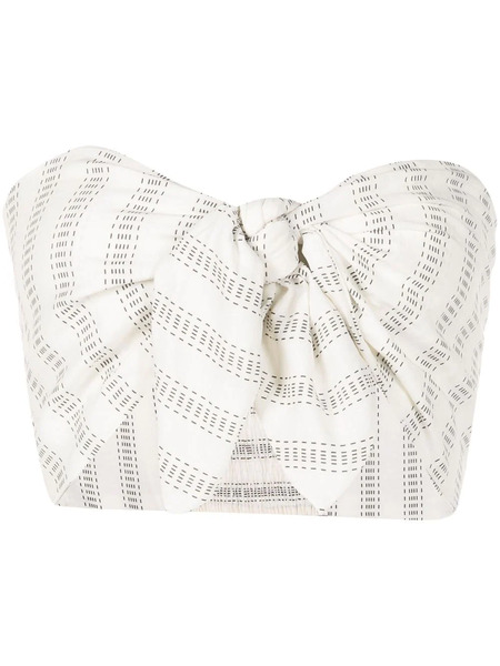  Amir Slama Tie-front Printed Strapless Top - White 