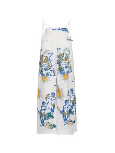  Amir Slama Tie-straps Graphic-print Trousers - White 