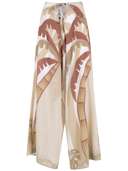  Amir Slama Tropical Print Wide Leg Trousers - Neutrals 