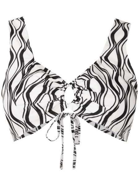  Amir Slama Wave-print Sleeveless Cropped Top - White 