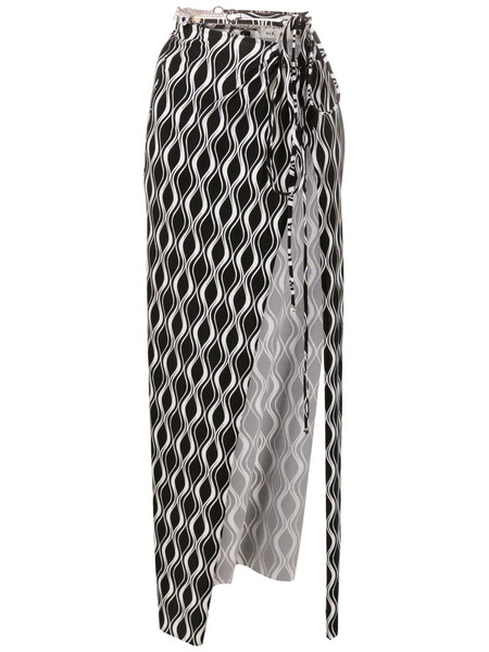  Amir Slama Wave-print Slit Maxi Skirt - Black 
