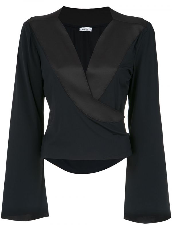  Amir Slama Wrap Style Blouse - Black 