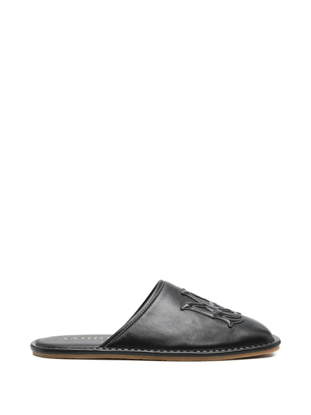  Amiri Appliqué Leather Slippers - Black 