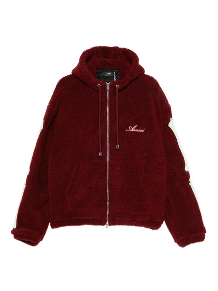  Amiri Bones Fleece Zip-up Hoodie - Red 