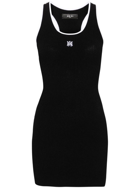  Amiri Contrasting-trim Ribbed-knit Minidress - Black 