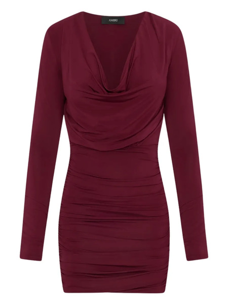  Amiri Cowl-neck Draped Mini Cocktail Dress - Red 