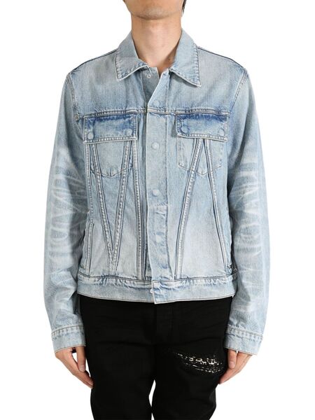  Amiri Distressed-effect Denim Jacket - Blue 