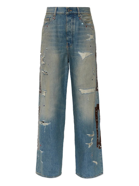  Amiri Distressed Embellished Jeans - Blue 