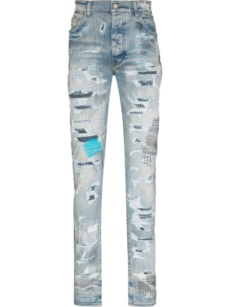  Amiri Distressed-finish Skinny Jeans - Blue 