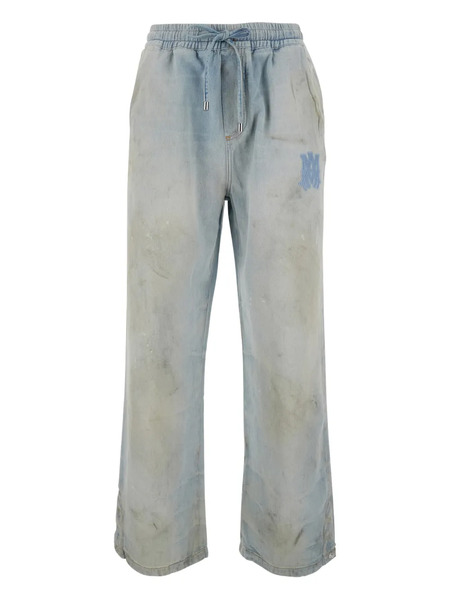  Amiri Drawstring Appliqué Wide-leg Jeans - Blue 