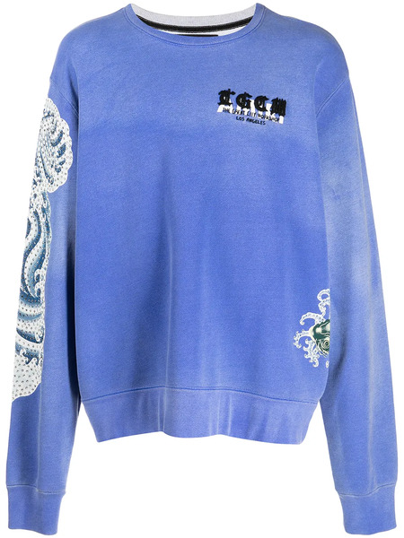  Amiri Embellished Koi-print Sweatshirt - Blue 