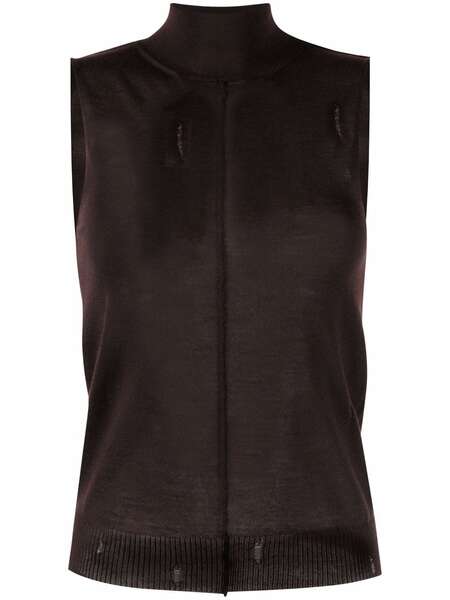  Amiri High Neck Cashmere Vest - Brown 