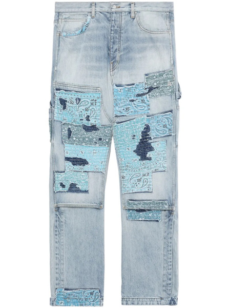  Amiri High-rise Patchwork-detail Jeans - Blue 