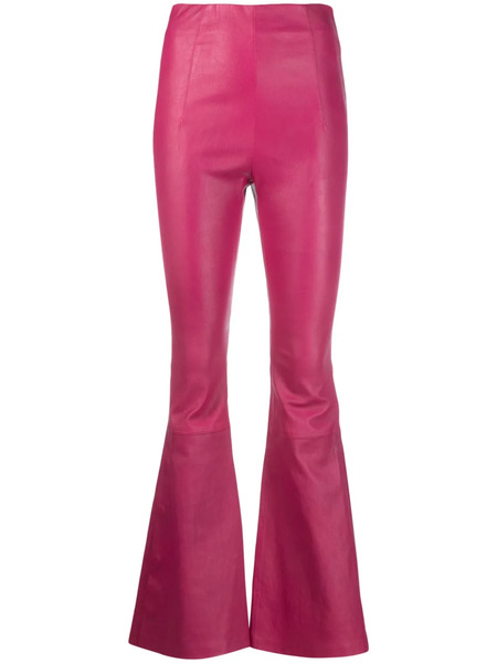  Amiri High-waisted Leather Flared Trousers - Pink 