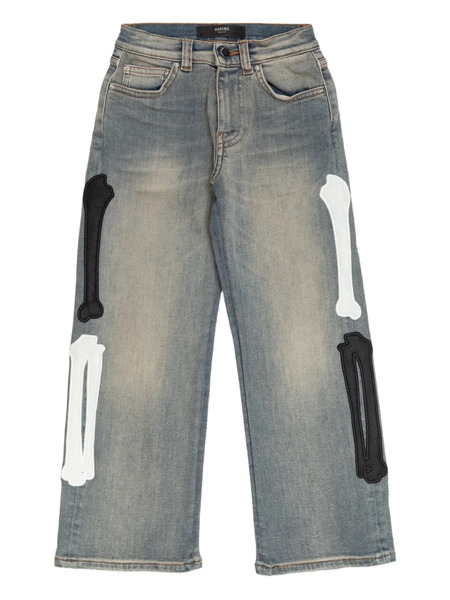  Amiri Kids Bone Appliqué Jeans - Blue 