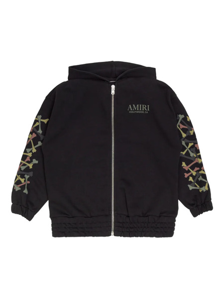  Amiri Kids Bones Print Zip Hoodie - Black 