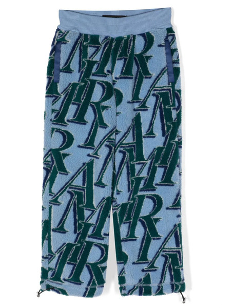  Amiri Kids Logo-print Fleece-texture Track Pants - Blue 