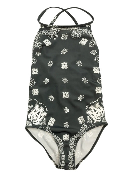  Amiri Kids Paisley-print Halterneck Swimsuit - Green 