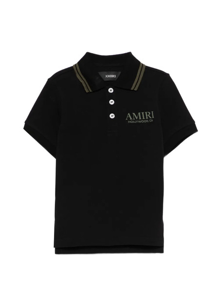  Amiri Kids Striped-trim Polo Shirt - Black 