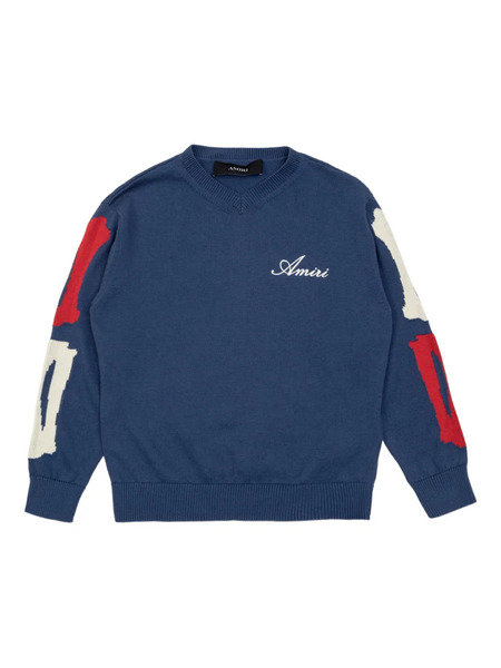  Amiri Kids V-neck Embroidered Sweater - Blue 