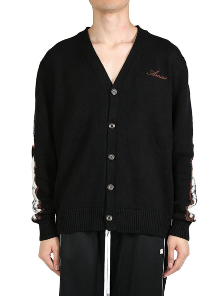  Amiri Leopard Bones Cardigan - Black 