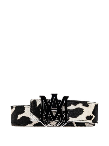  Amiri Logo Cow Print Belt - White 