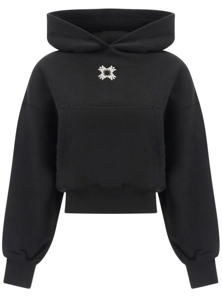  Amiri Logo-embroidered Cropped Hoodie - Black 