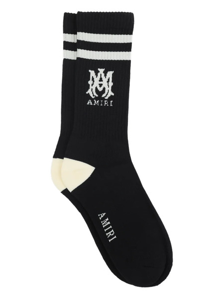  Amiri Logo Stripe Socks - Black 