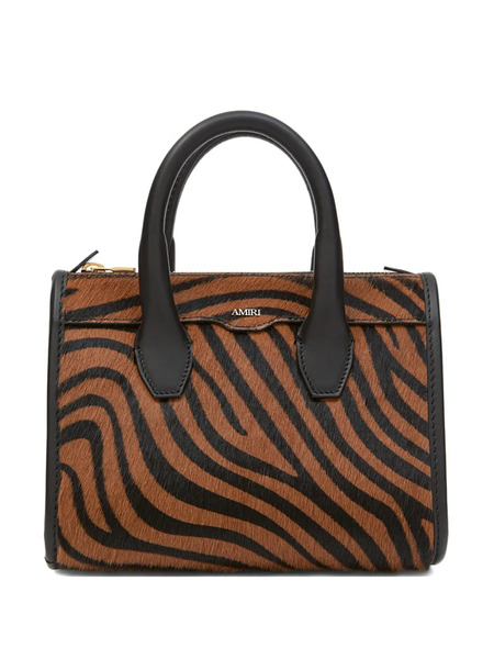  Amiri Micro Triangle Zebra Tote Bag - Brown 