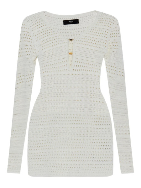  Amiri Open-knit Long-sleeve Dress - White 