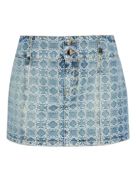  Amiri Patterned Denim Mini Skirt - Blue 