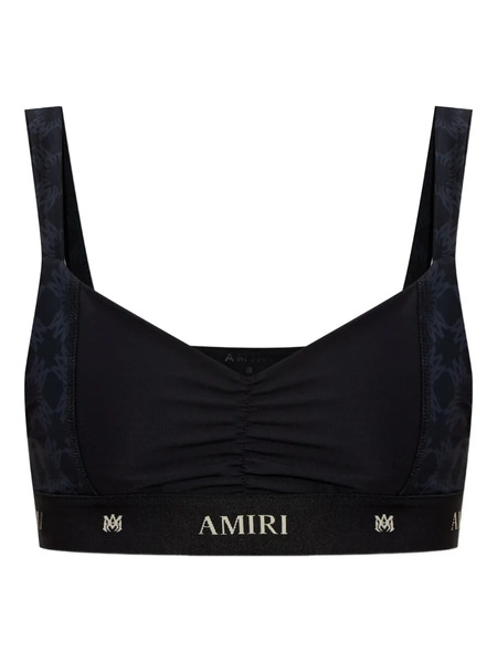 Amiri Ruched Logo-band Top - Black 